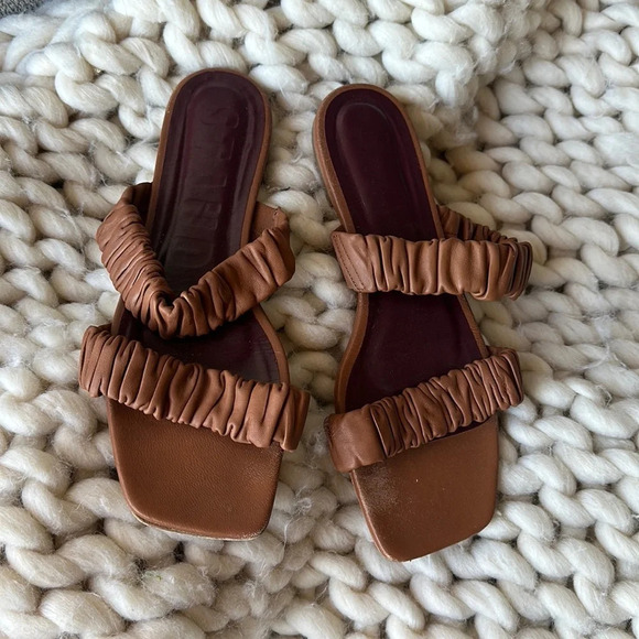 STAUD Shoes - STAUD Maya Ruched Leather Slides